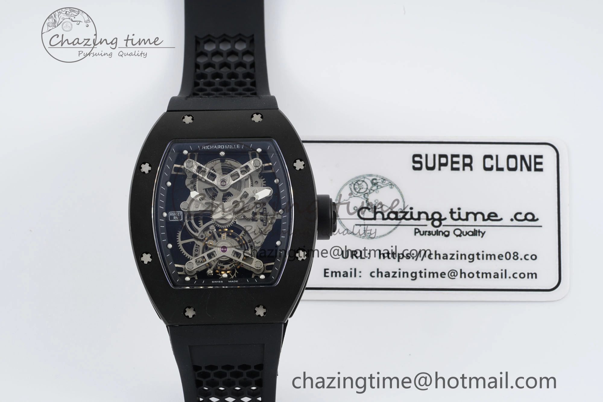 RM027 Rafael Nadal Black Ceramic Tourbillon YSF Best Edition on Rubber Strap FlexibleFit 9371