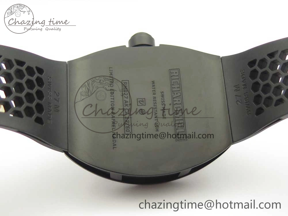 RM027 Titanium DLC Real Tourbillon EURF Best Edition Skeleton Dial on Black Rubber Strap Casual 9458