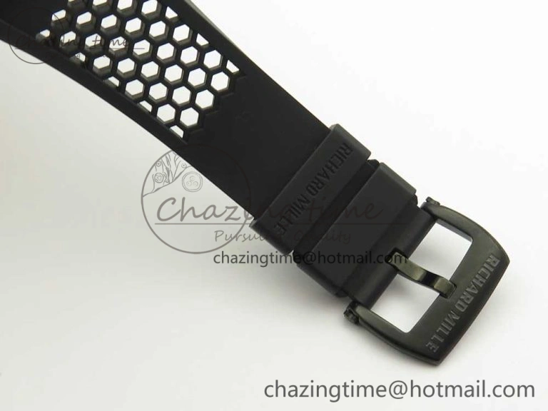 RM027 Titanium DLC Real Tourbillon EURF Best Edition Skeleton Dial on Black Rubber Strap Casual 9458