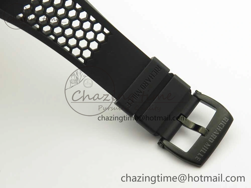 RM027 Titanium DLC Real Tourbillon EURF Best Edition Skeleton Dial on Black Rubber Strap Casual 9458