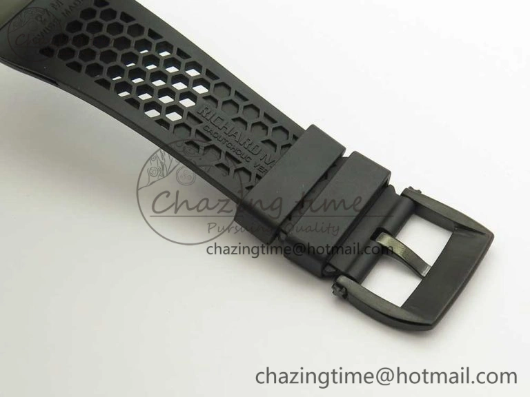 RM027 Titanium DLC Real Tourbillon EURF Best Edition Skeleton Dial on Black Rubber Strap Casual 9458
