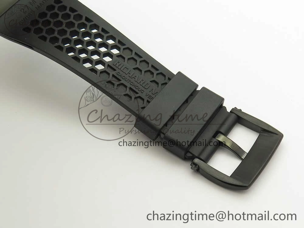 RM027 Titanium DLC Real Tourbillon EURF Best Edition Skeleton Dial on Black Rubber Strap Casual 9458