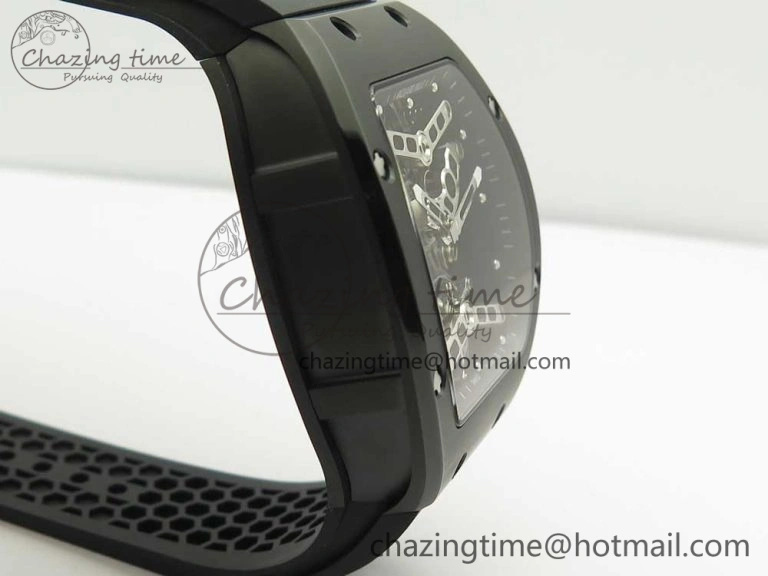 RM027 Titanium DLC Real Tourbillon EURF Best Edition Skeleton Dial on Black Rubber Strap Casual 9458