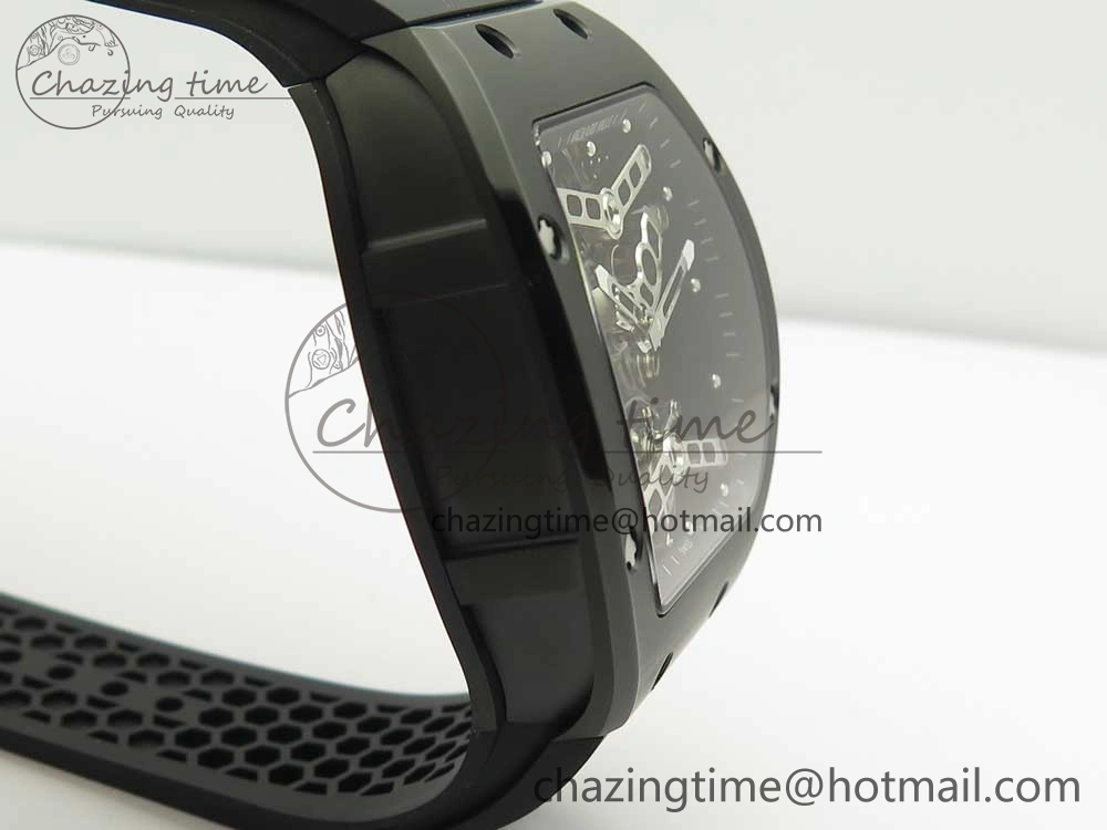RM027 Titanium DLC Real Tourbillon EURF Best Edition Skeleton Dial on Black Rubber Strap Casual 9458