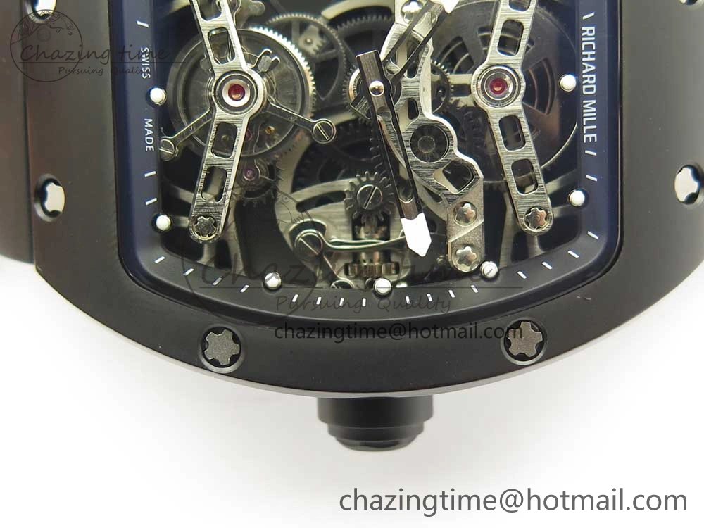 RM027 Titanium DLC Real Tourbillon EURF Best Edition Skeleton Dial on Black Rubber Strap Casual 9458
