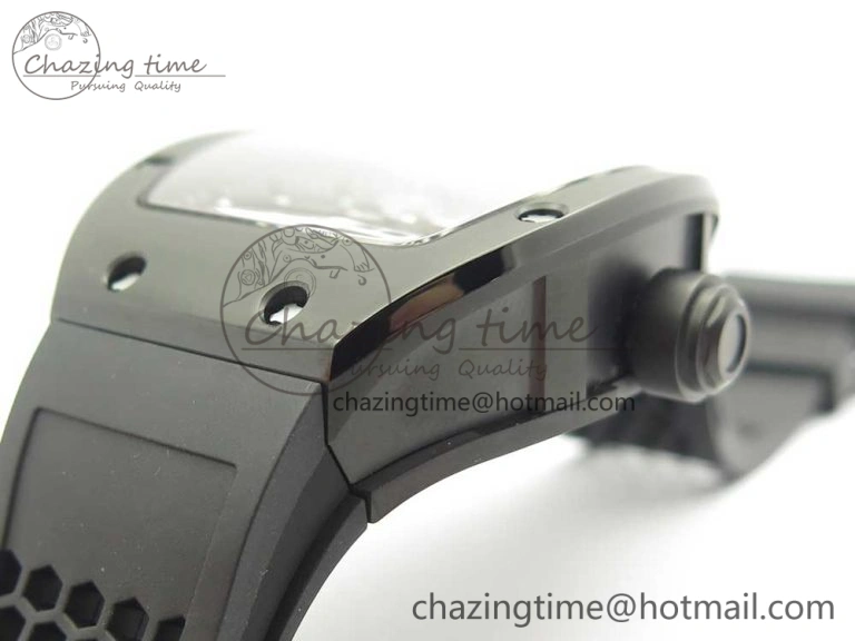 RM027 Titanium DLC Real Tourbillon EURF Best Edition Skeleton Dial on Black Rubber Strap Casual 9458