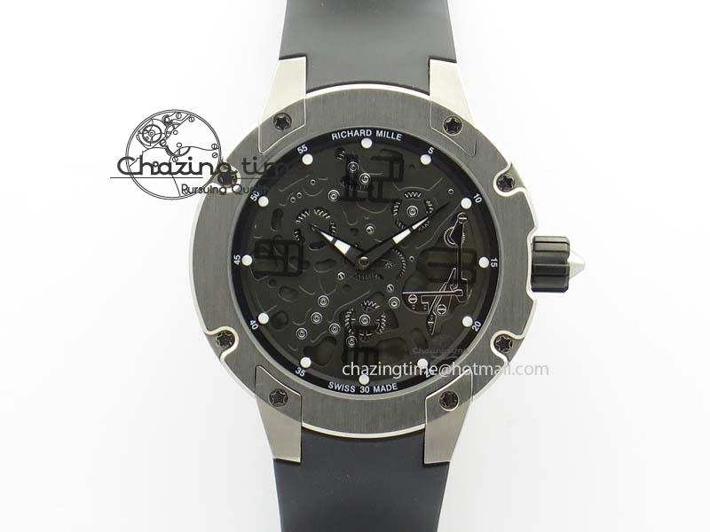 WellDesigned RM033 Titanium SF Best Edition Arabic Markers Dial On Black Rubber Strap Micro-Rotor Movement 9558