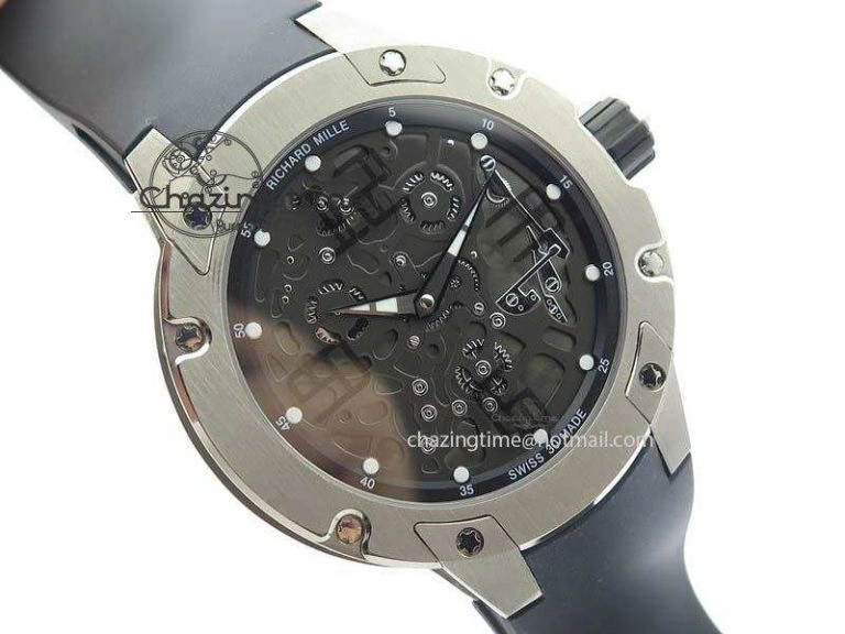 WellDesigned RM033 Titanium SF Best Edition Arabic Markers Dial On Black Rubber Strap Micro-Rotor Movement 9558