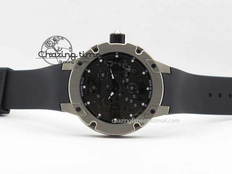 WellDesigned RM033 Titanium SF Best Edition Arabic Markers Dial On Black Rubber Strap Micro-Rotor Movement 9558