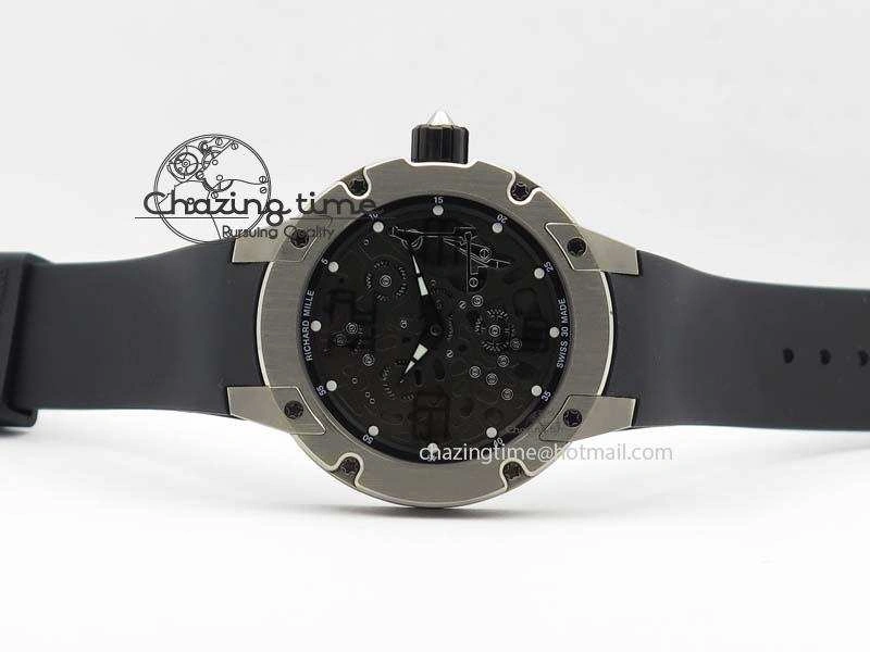 WellDesigned RM033 Titanium SF Best Edition Arabic Markers Dial On Black Rubber Strap Micro-Rotor Movement 9558