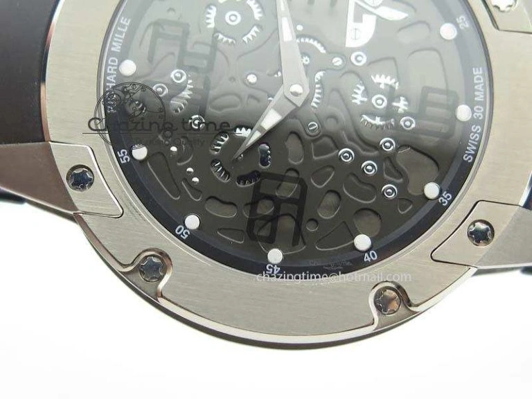 WellDesigned RM033 Titanium SF Best Edition Arabic Markers Dial On Black Rubber Strap Micro-Rotor Movement 9558