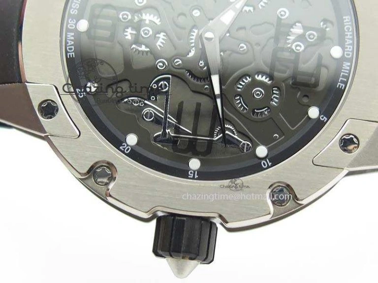 WellDesigned RM033 Titanium SF Best Edition Arabic Markers Dial On Black Rubber Strap Micro-Rotor Movement 9558