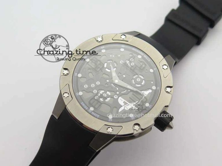 WellDesigned RM033 Titanium SF Best Edition Arabic Markers Dial On Black Rubber Strap Micro-Rotor Movement 9558