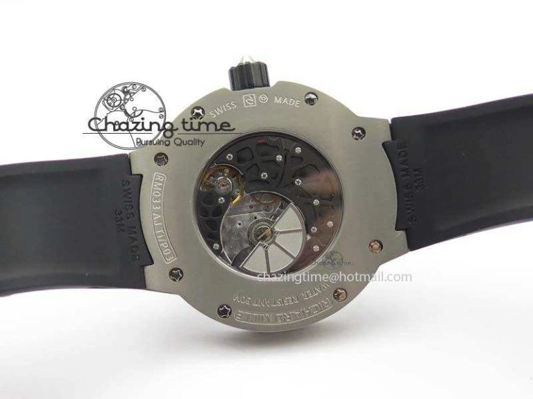 RM033 Titanium SF Best Edition Roman Markers Dial On Black Rubber Strap Micro-Rotor Movement BestValue 9557