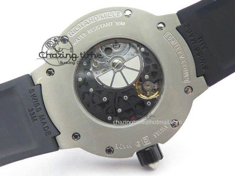 RM033 Titanium SF Best Edition Roman Markers Dial On Black Rubber Strap Micro-Rotor Movement BestValue 9557