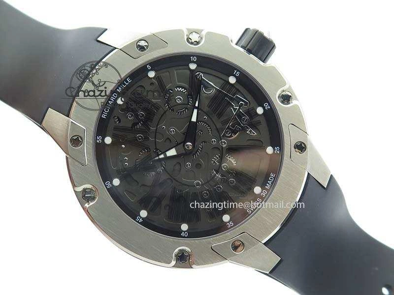 RM033 Titanium SF Best Edition Roman Markers Dial On Black Rubber Strap Micro-Rotor Movement BestValue 9557