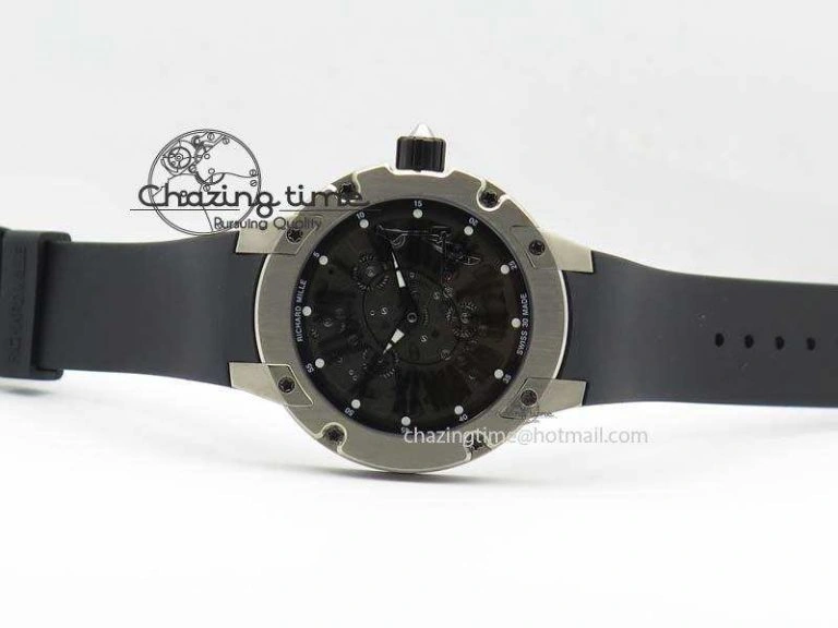 RM033 Titanium SF Best Edition Roman Markers Dial On Black Rubber Strap Micro-Rotor Movement BestValue 9557