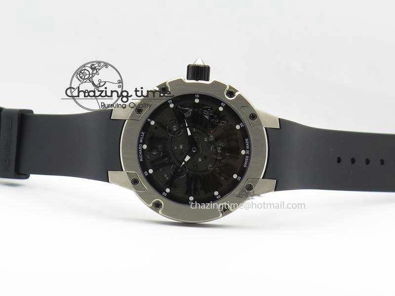 RM033 Titanium SF Best Edition Roman Markers Dial On Black Rubber Strap Micro-Rotor Movement BestValue 9557