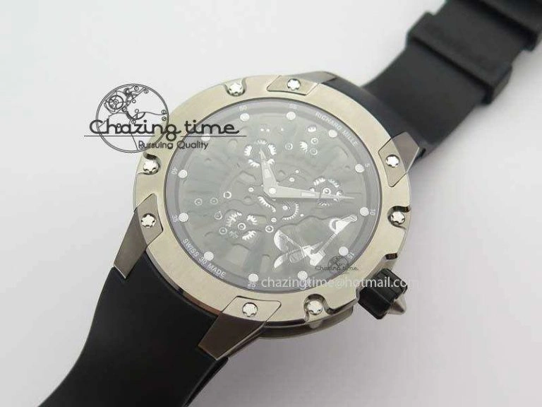 RM033 Titanium SF Best Edition Roman Markers Dial On Black Rubber Strap Micro-Rotor Movement BestValue 9557