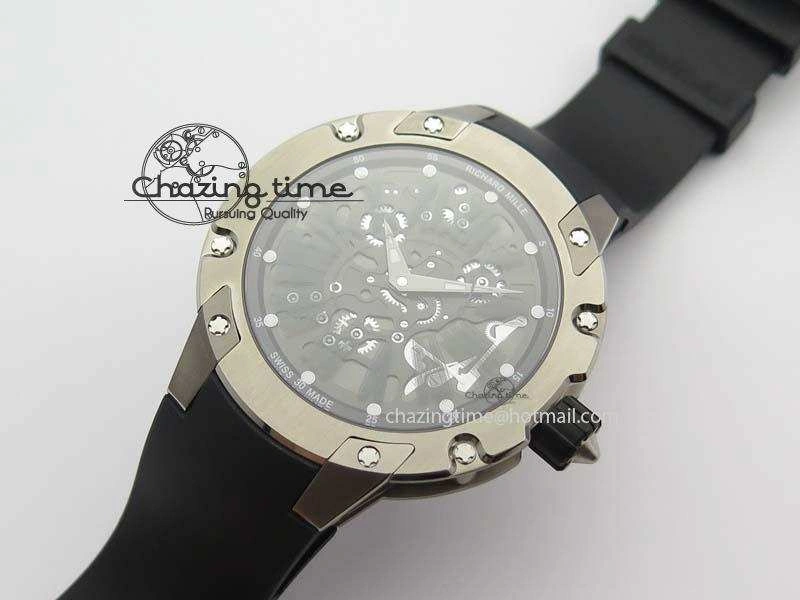 RM033 Titanium SF Best Edition Roman Markers Dial On Black Rubber Strap Micro-Rotor Movement BestValue 9557