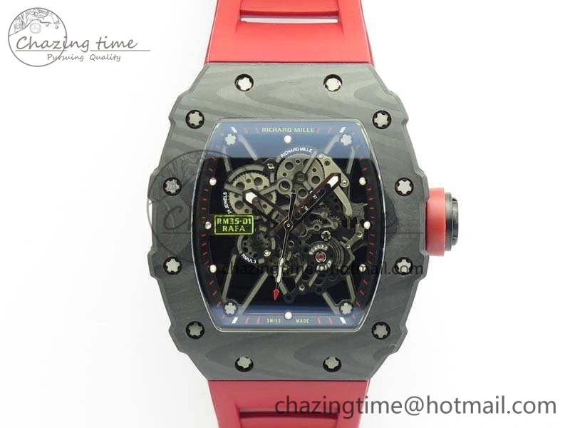 Attractive RM035-01 FC Case KVF Best Edition Skeleton Dial Red Crown On Rubber Strap MIYOTA8215 V 9521