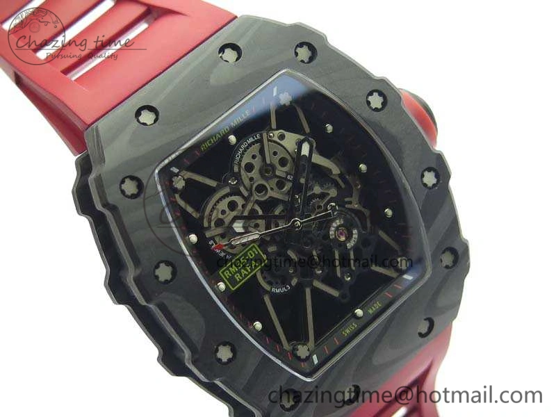 Attractive RM035-01 FC Case KVF Best Edition Skeleton Dial Red Crown On Rubber Strap MIYOTA8215 V 9521