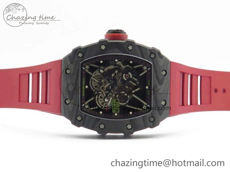 Attractive RM035-01 FC Case KVF Best Edition Skeleton Dial Red Crown On Rubber Strap MIYOTA8215 V 9521