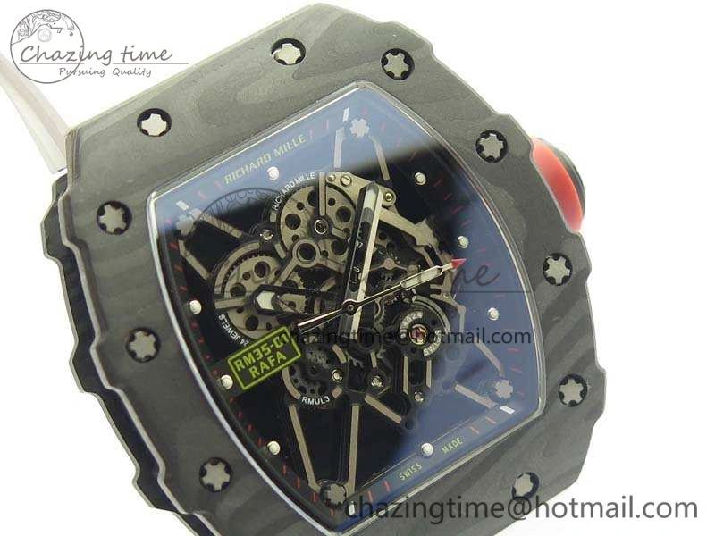 RM035-01 Forged Carbon KVF Best Edition Skeleton Dial Red On White Rubber Strap MIYOTA8215 V Snug 9499