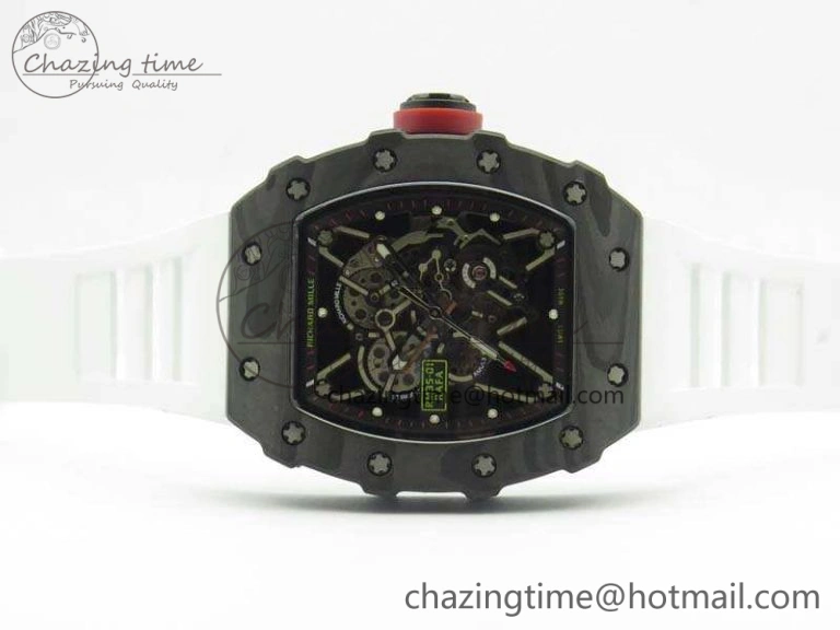 RM035-01 Forged Carbon KVF Best Edition Skeleton Dial Red On White Rubber Strap MIYOTA8215 V Snug 9499