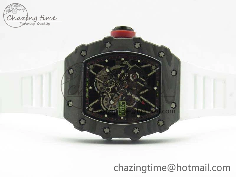RM035-01 Forged Carbon KVF Best Edition Skeleton Dial Red On White Rubber Strap MIYOTA8215 V Snug 9499