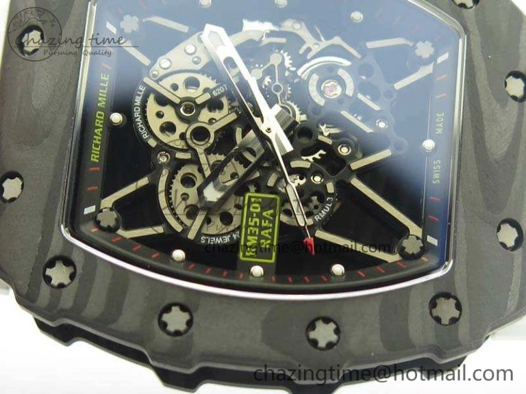 RM035-01 Forged Carbon KVF Best Edition Skeleton Dial Red On White Rubber Strap MIYOTA8215 V Snug 9499