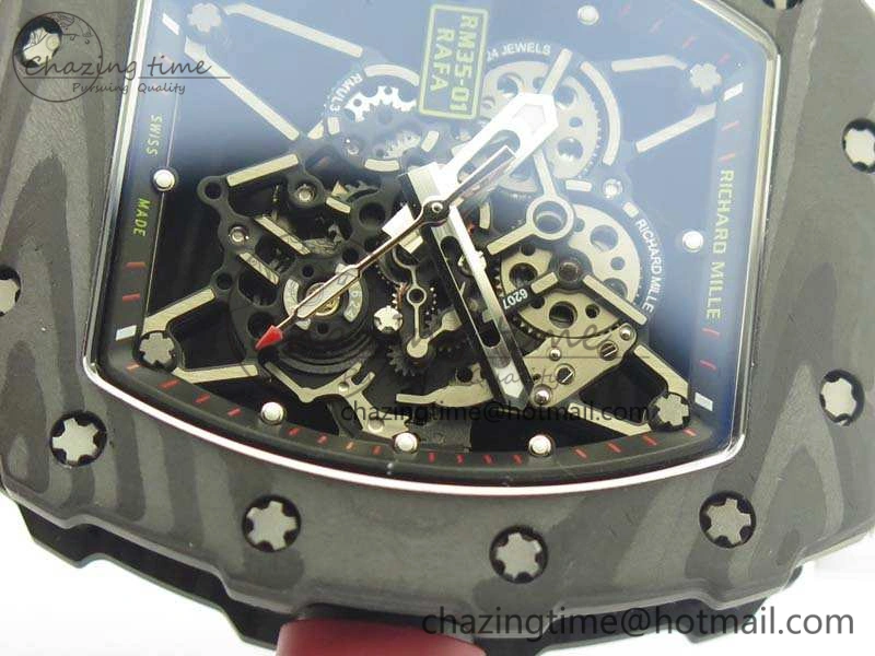 RM035-01 Forged Carbon KVF Best Edition Skeleton Dial Red On White Rubber Strap MIYOTA8215 V Snug 9499