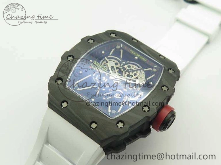 RM035-01 Forged Carbon KVF Best Edition Skeleton Dial Red On White Rubber Strap MIYOTA8215 V Snug 9499