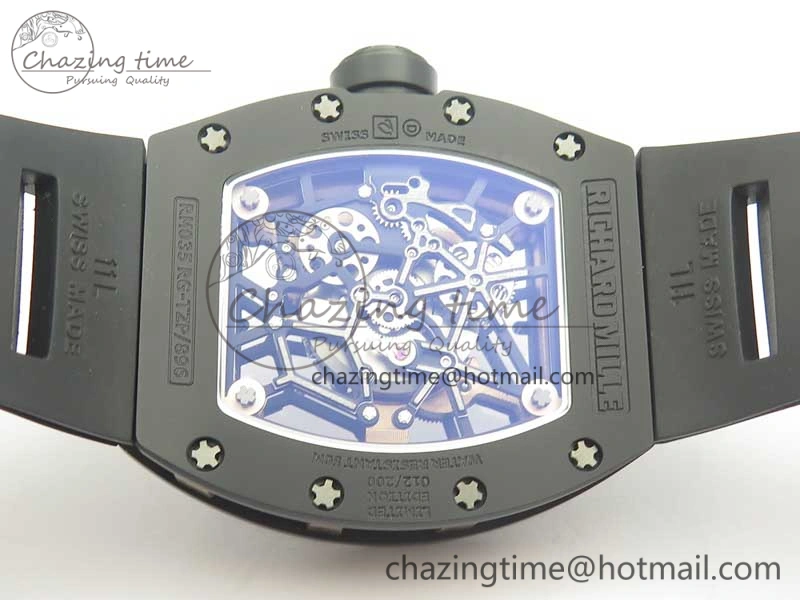 UrbanChic RM035-02 Americas Ceramic RG Case KVF Best Edition Skeleton Dial on Black Rubber Strap MIYOTA 9476