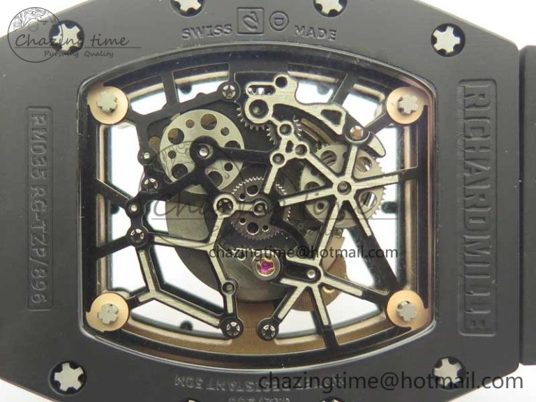 UrbanChic RM035-02 Americas Ceramic RG Case KVF Best Edition Skeleton Dial on Black Rubber Strap MIYOTA 9476