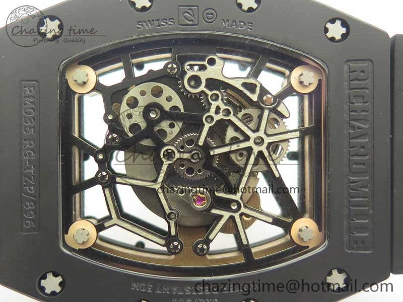 UrbanChic RM035-02 Americas Ceramic RG Case KVF Best Edition Skeleton Dial on Black Rubber Strap MIYOTA 9476