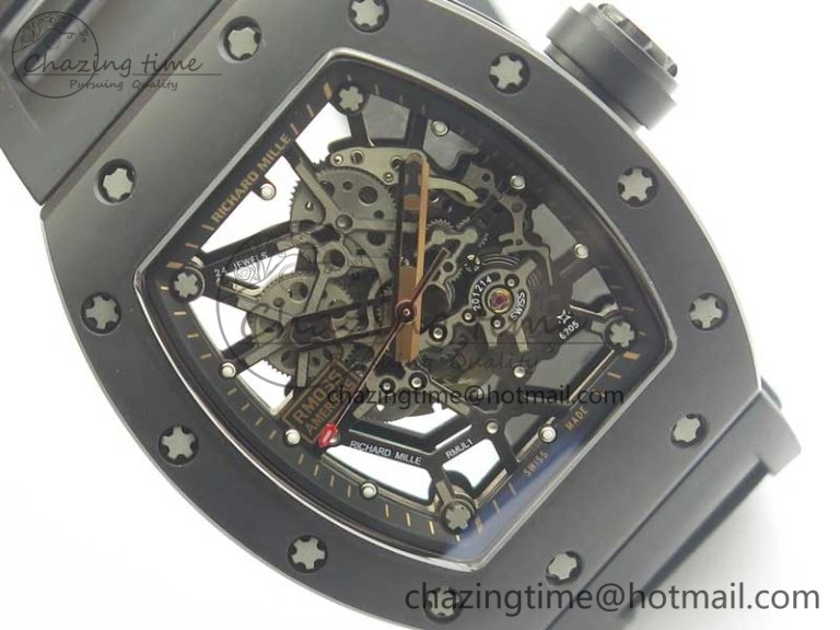 UrbanChic RM035-02 Americas Ceramic RG Case KVF Best Edition Skeleton Dial on Black Rubber Strap MIYOTA 9476