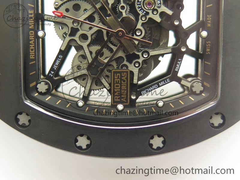 UrbanChic RM035-02 Americas Ceramic RG Case KVF Best Edition Skeleton Dial on Black Rubber Strap MIYOTA 9476