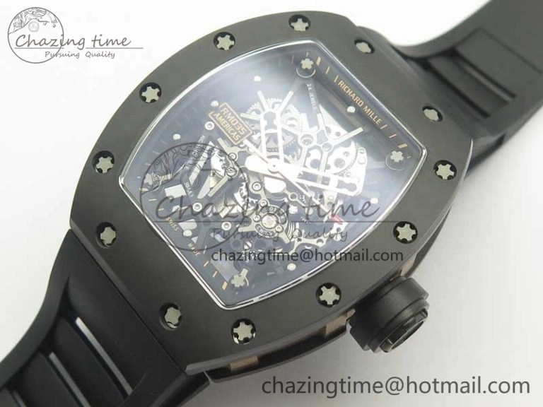 UrbanChic RM035-02 Americas Ceramic RG Case KVF Best Edition Skeleton Dial on Black Rubber Strap MIYOTA 9476
