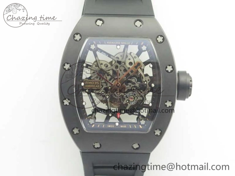 UrbanChic RM035-02 Americas Ceramic RG Case KVF Best Edition Skeleton Dial on Black Rubber Strap MIYOTA 9476