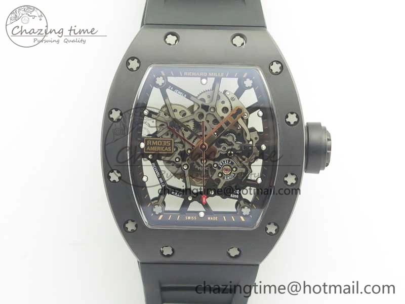 UrbanChic RM035-02 Americas Ceramic RG Case KVF Best Edition Skeleton Dial on Black Rubber Strap MIYOTA 9476