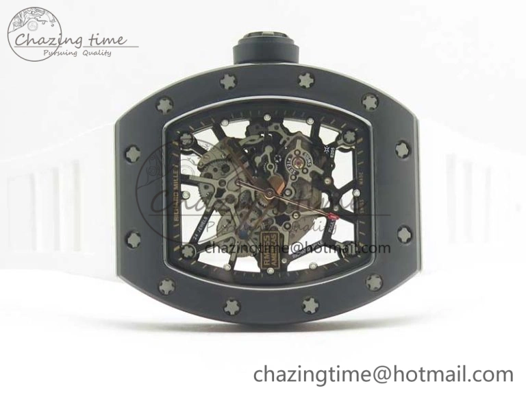 Comfortable RM035-02 Americas Ceramic RG Case KVF Best Edition Skeleton Dial on White Rubber Strap MIYOTA 9477