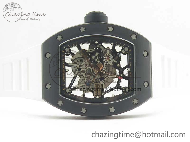 Comfortable RM035-02 Americas Ceramic RG Case KVF Best Edition Skeleton Dial on White Rubber Strap MIYOTA 9477