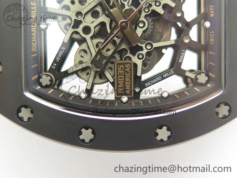 Comfortable RM035-02 Americas Ceramic RG Case KVF Best Edition Skeleton Dial on White Rubber Strap MIYOTA 9477