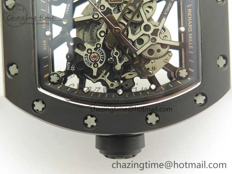 Comfortable RM035-02 Americas Ceramic RG Case KVF Best Edition Skeleton Dial on White Rubber Strap MIYOTA 9477