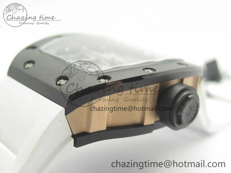 Comfortable RM035-02 Americas Ceramic RG Case KVF Best Edition Skeleton Dial on White Rubber Strap MIYOTA 9477