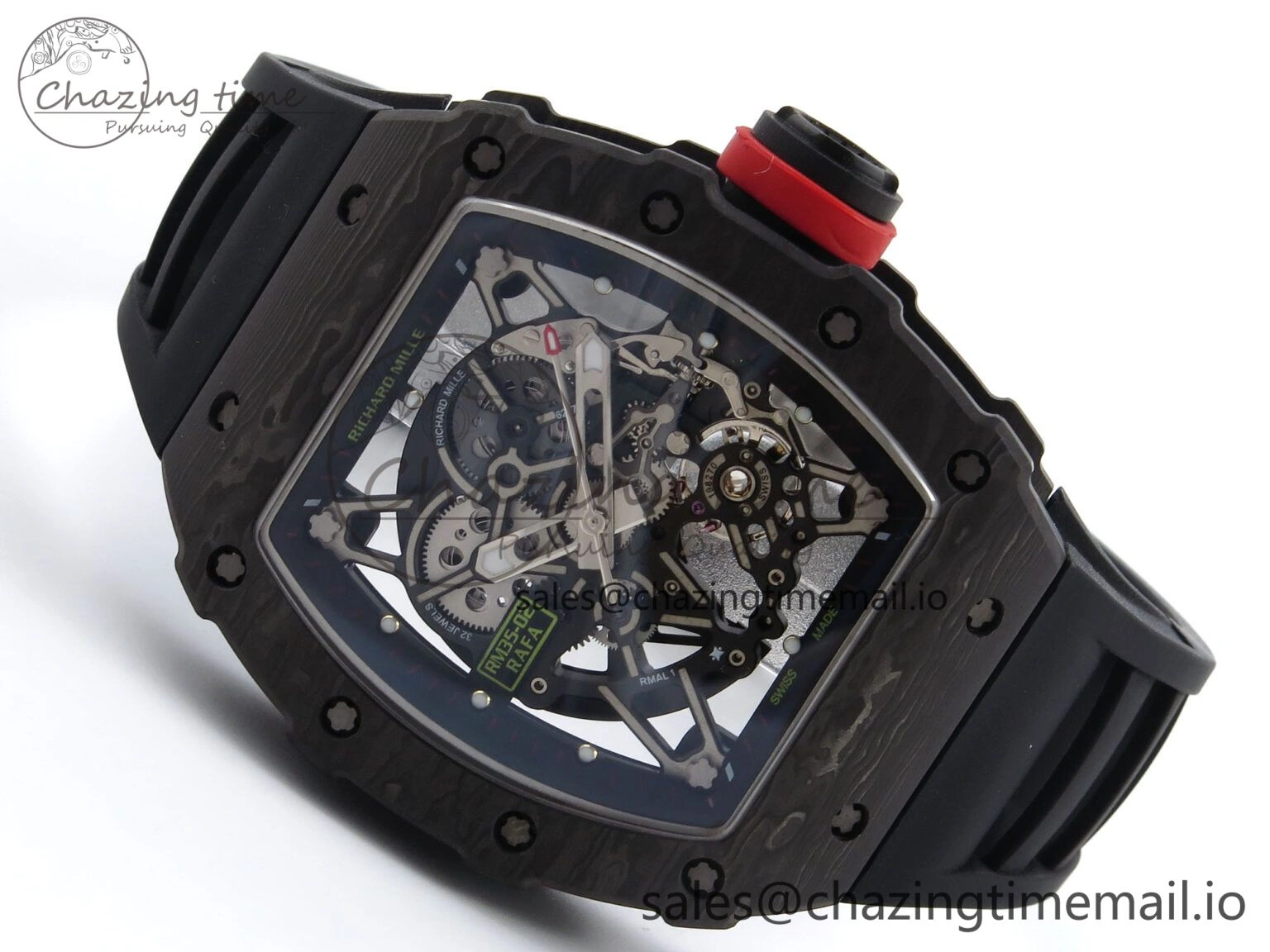 Thermal RM035-02 Black Carbon T+F Best Edition Skeleton Dial on Black Rubber Strap Clone RMUL 9265