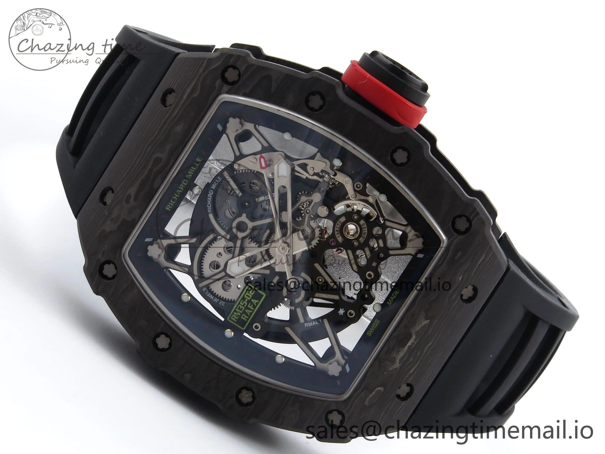 Thermal RM035-02 Black Carbon T+F Best Edition Skeleton Dial on Black Rubber Strap Clone RMUL 9265
