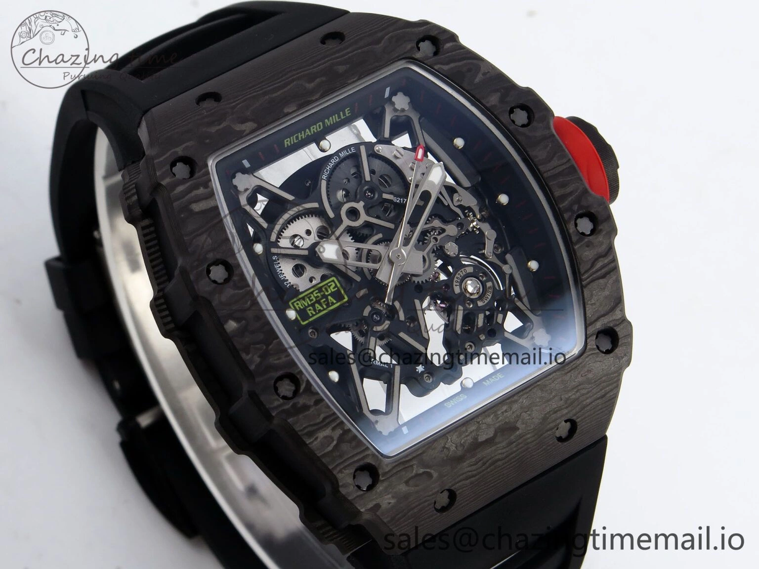 Thermal RM035-02 Black Carbon T+F Best Edition Skeleton Dial on Black Rubber Strap Clone RMUL 9265