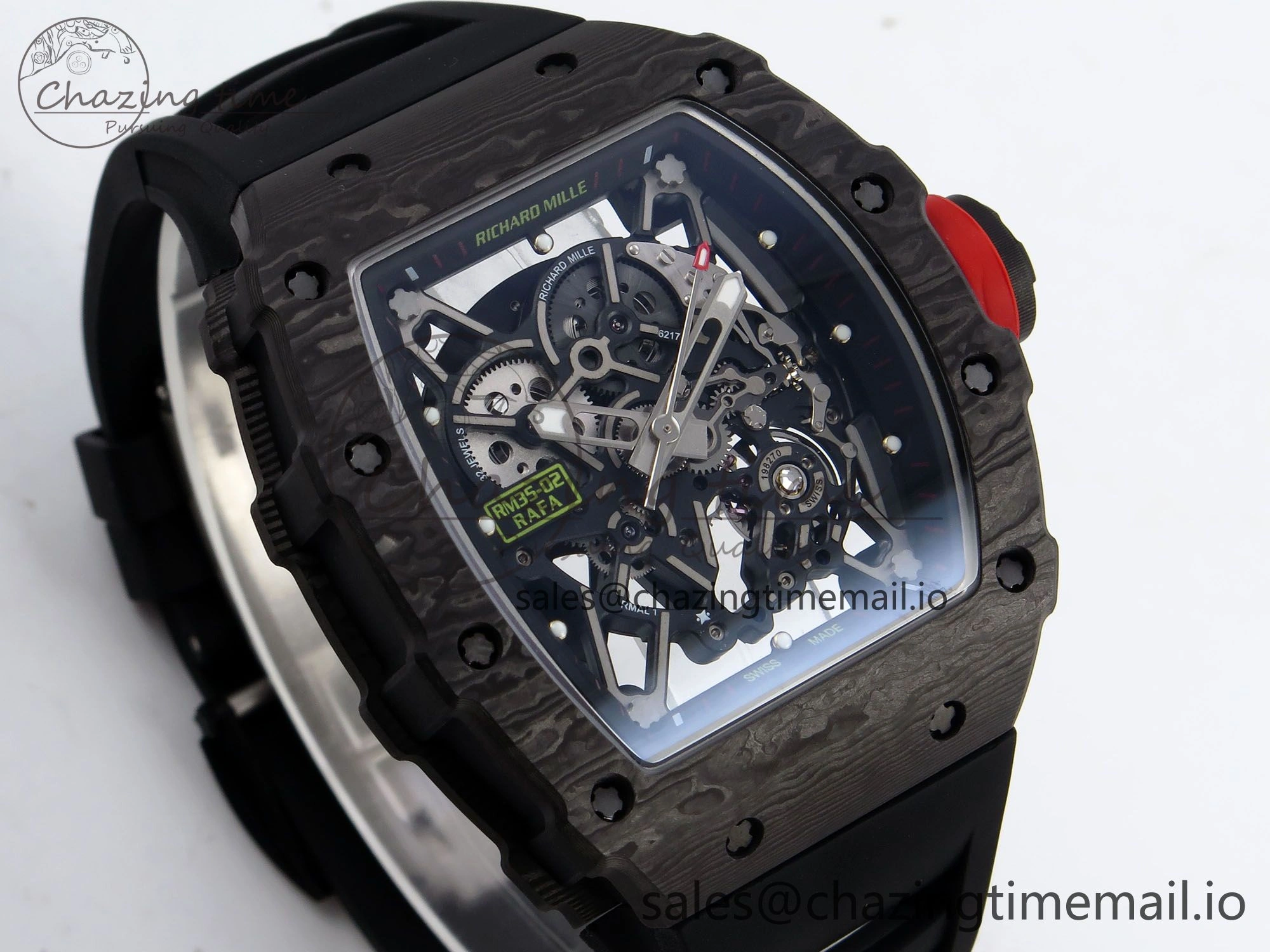 Thermal RM035-02 Black Carbon T+F Best Edition Skeleton Dial on Black Rubber Strap Clone RMUL 9265
